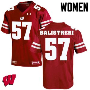 Women's Wisconsin Badgers NCAA #57 Michael Balistreri Red Authentic Under Armour Stitched College Football Jersey RX31B34GE